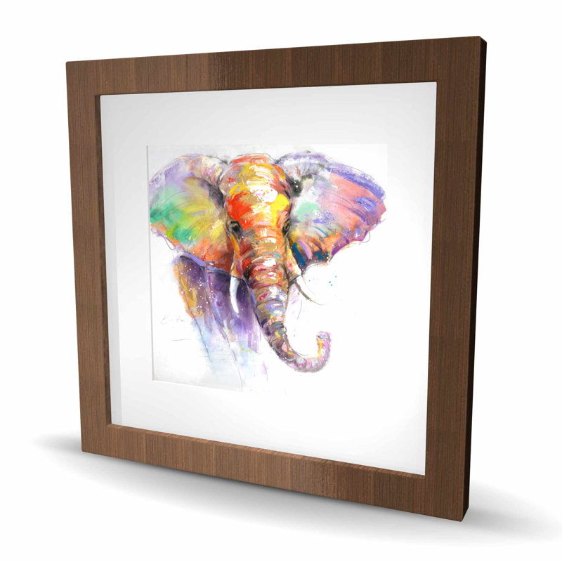 «Beautiful and Colorful Elephant - Office Mauve», reproduction encadrée