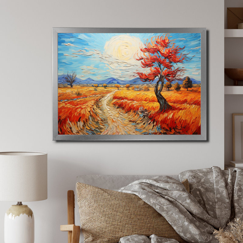 Vangogh Autumn Path III, encadré sur toile par Vincent Van Gogh, peinture, H 30 po x l 40 po x P 1,5 po, Cadre simple argenté