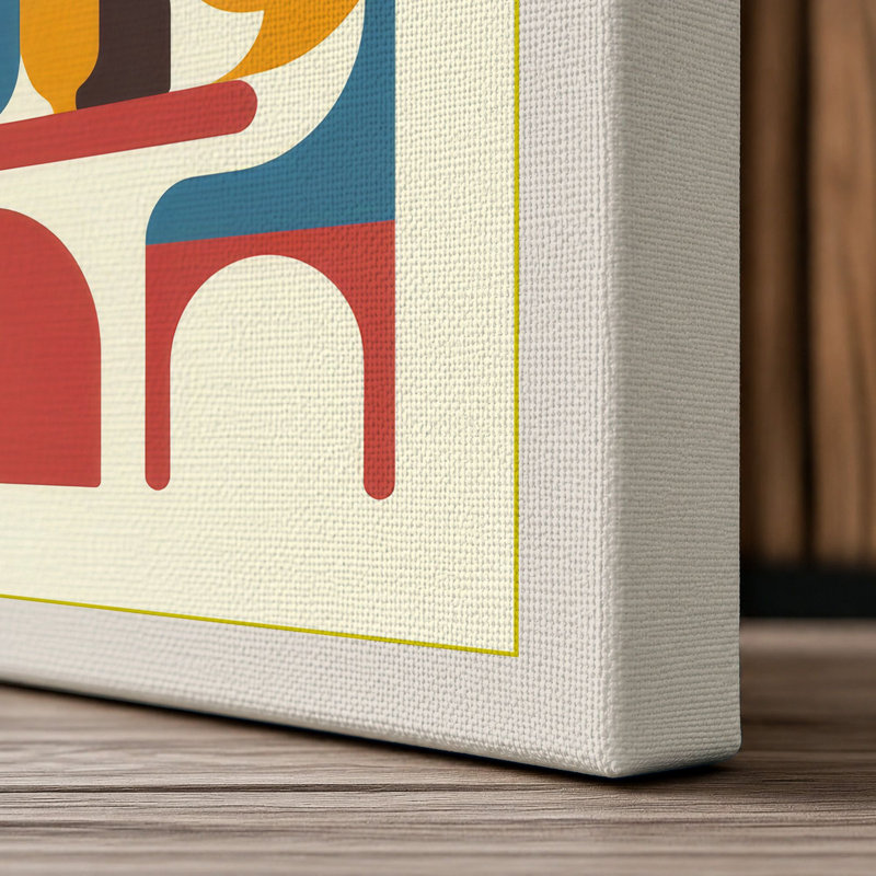 Wine Service Modern Mid-Century - Wrapped Canvas, 24x16 - 61.0 x 40.6 cm, Cream Border