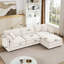 Canapé modulaire spacieux en forme de L en chenille pour la vie moderne, beige