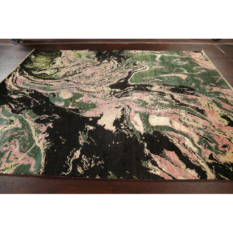 Tapis oriental contemporain à motif végétal noué à la main 8 x 10
