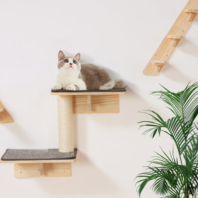 Wall Mounted Cat Shelves Tree with Jumping Boards Nests Hammock Set of 7
