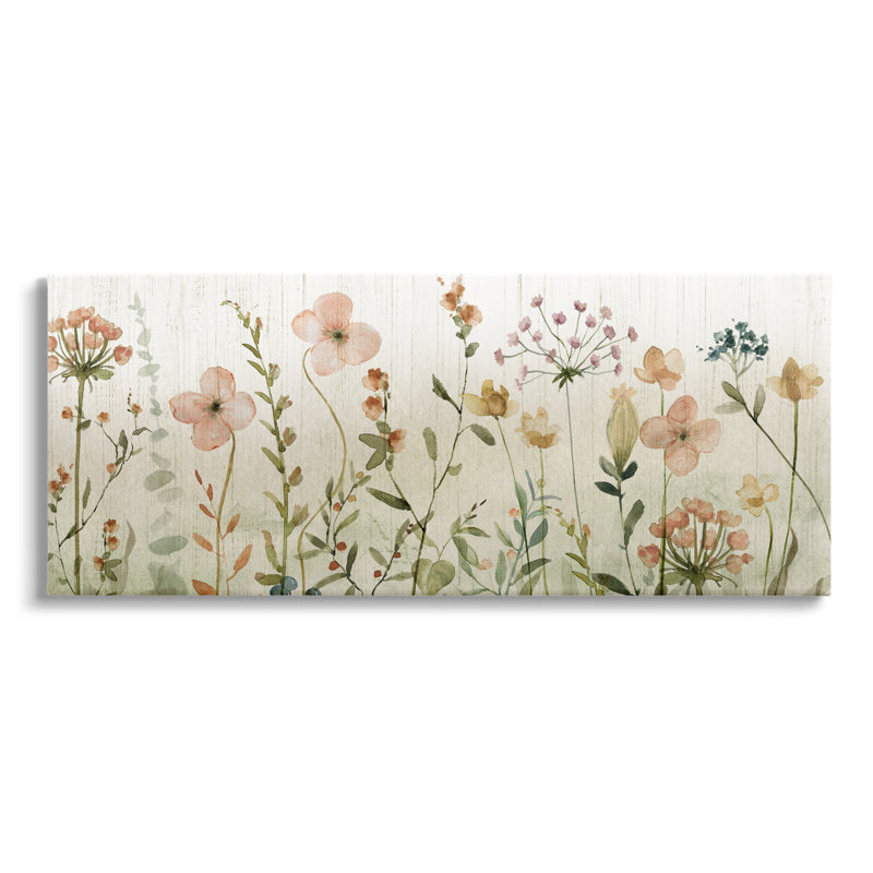 Au-680-Toile de fleurs de cerisier et de brins d'herbes sur toile par Livi Finn, peinture, H 10 po x l 24 po x P 1,5 po