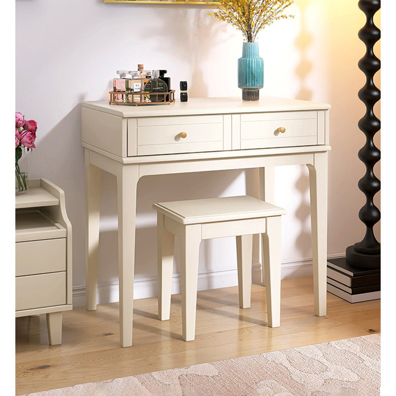 Coiffeuse légère en bois massif blanc pour chambre à coucher