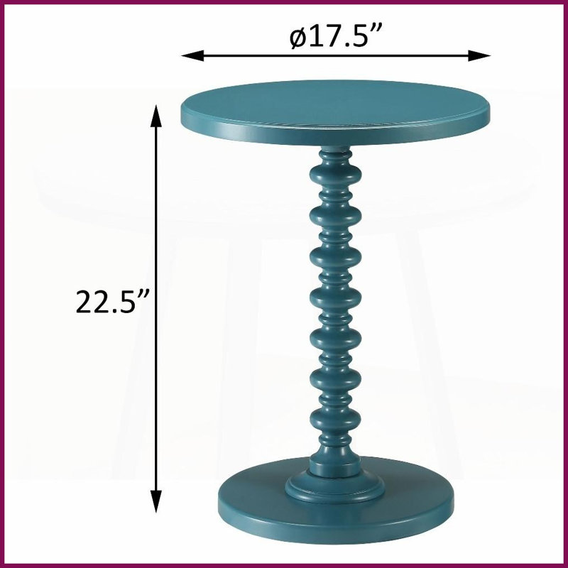 Table basse ronde en bois bleu sarcelle avec piédestal classique, idéale pour le salon, Sarcelle