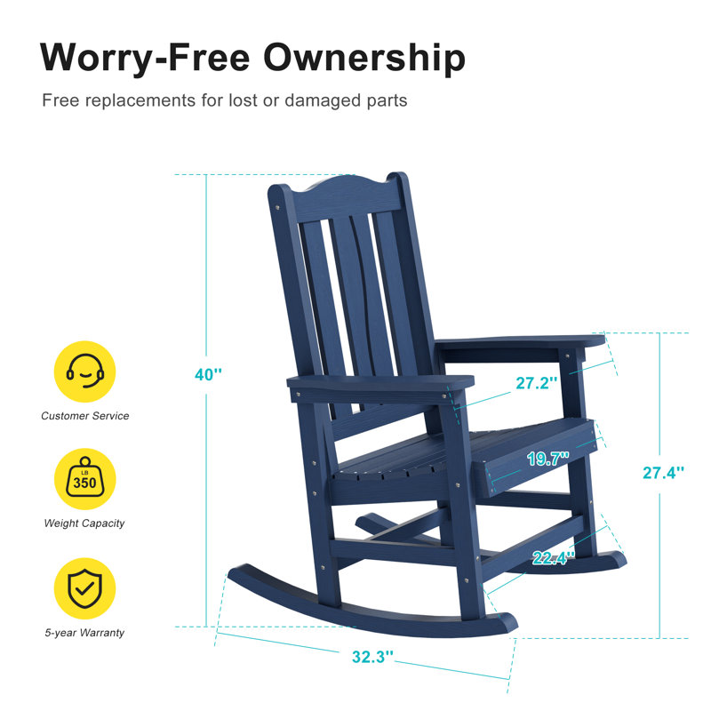 Chaise berçante d'extérieur en PEHD, Marine