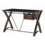 Bureau à plateau en verre 48 po avec plateau de rangement coulissant