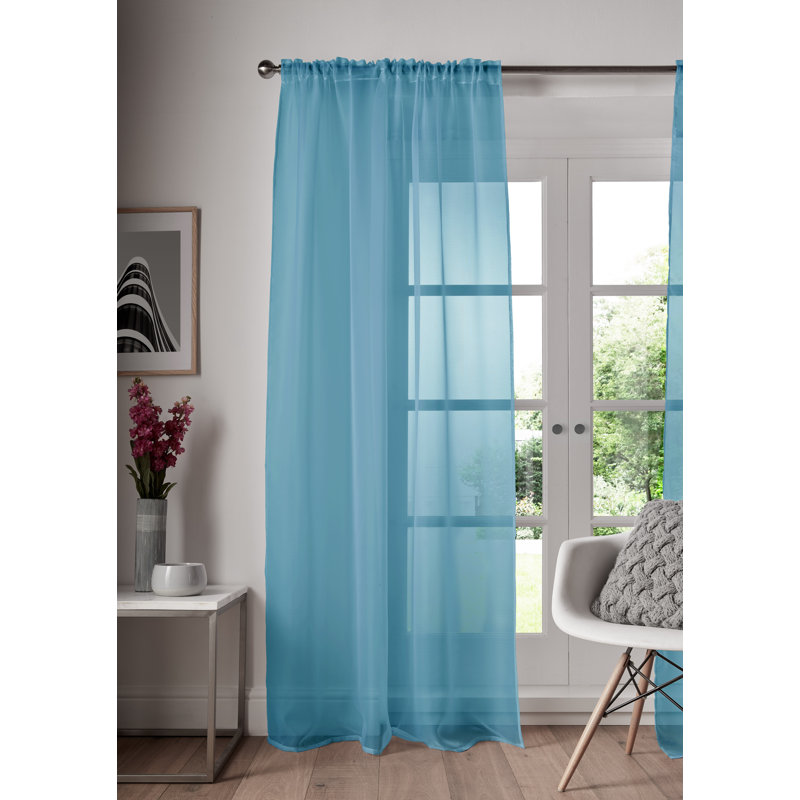 Juliann Sheer Curtain Single Panel, Light Blue, 148 W x 122 D cm