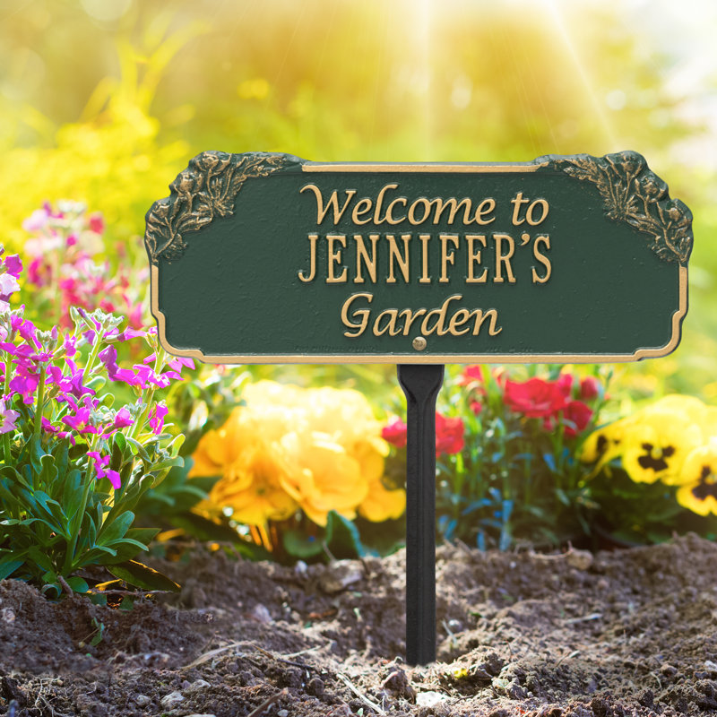 Welcome Personalized Garden Sign, Green/Gold, Yes