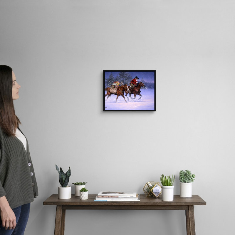 «Christmas Rush» par Jack Sorenson - reproduction d'art sur toile, H 13 po x l 16 po x P 1,75 po, Cadre noir