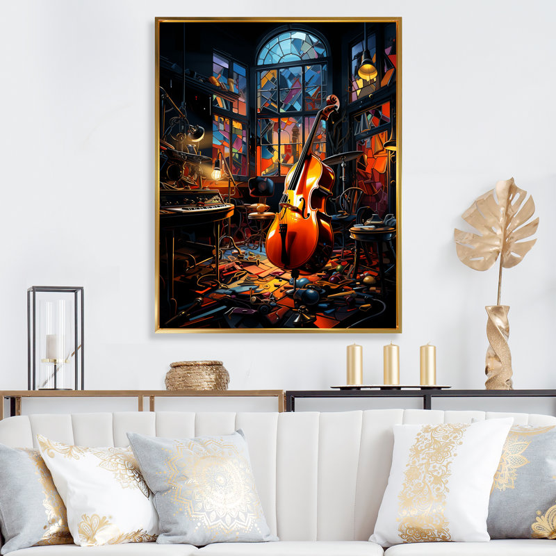 Music Jazz Fusion Vibrant - Entertainment Wall Art Prints, H 44 po x l 34 po x P 1,5 po, Cadre flottant doré