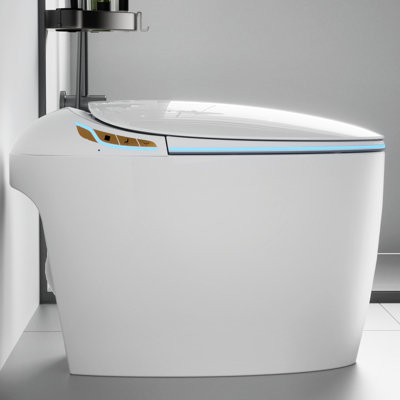 Bidet Included Smart Toilet, Auto Open/Close, Foot Sensor Operated, Siphonic Flushing, Led Display, Bathroom Essential Embedded Open/Close Seat, Sensor, 1.28 Warm Air Dryer, Upgrade