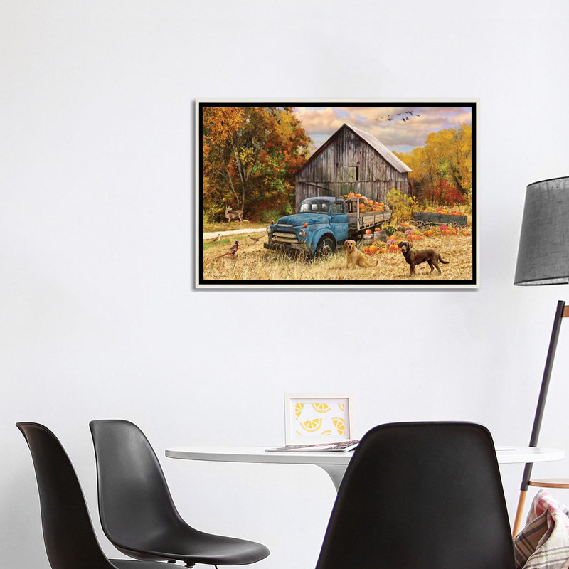 «Fall Truck And Barn» - reproduction, Toile tendue, H 26 po x l 40 po x 1,5 po