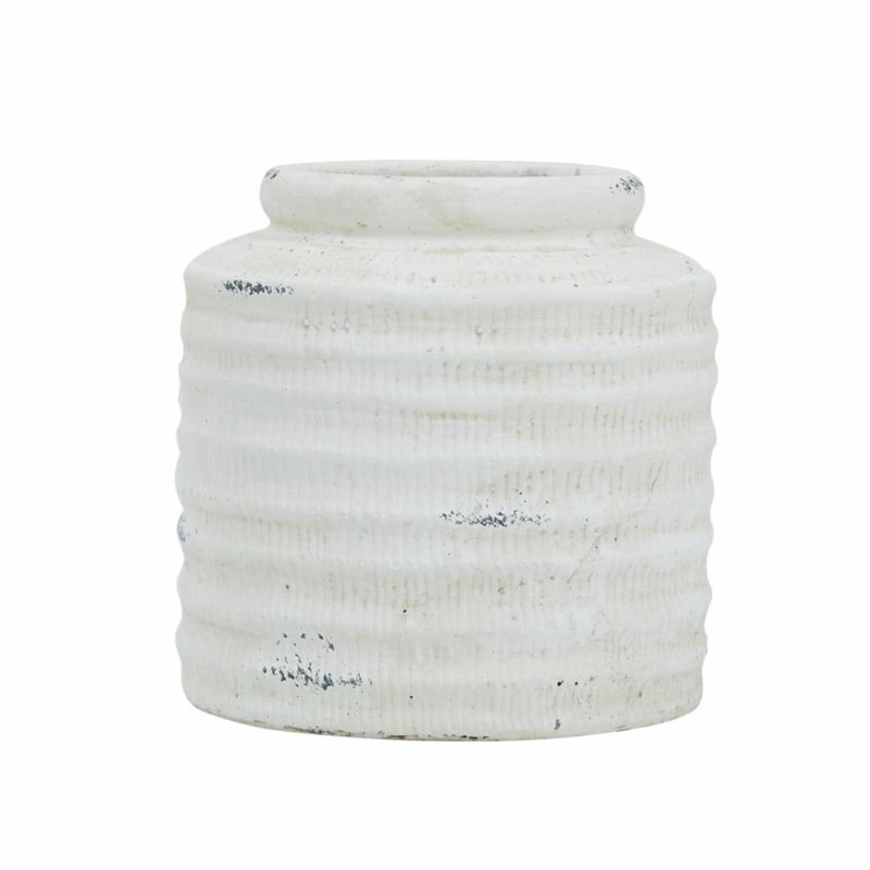 Vase rond en grès blanc 6 "