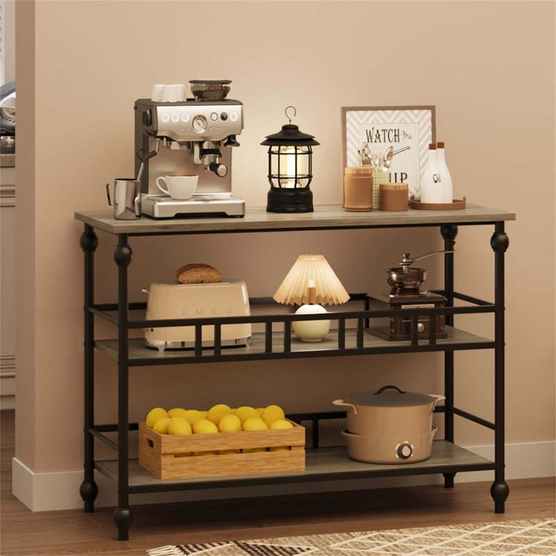 Console, canapé à 3 niveaux, table d'entrée étroite avec rangement, Gris