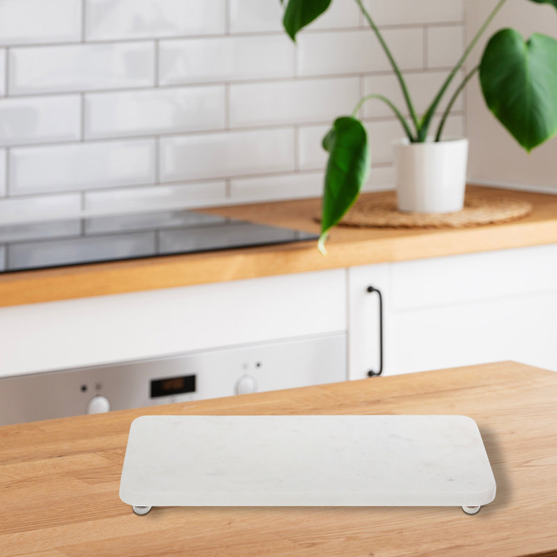 Plateau rectangulaire en marbre blanc Beatrice