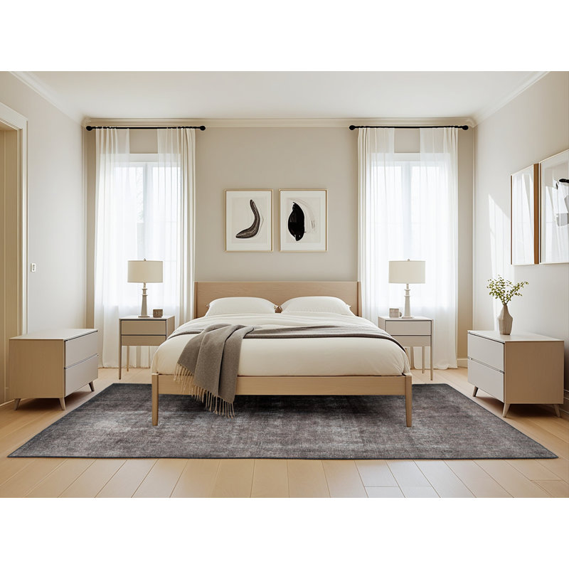 Tapis gris/brun zone contemporaine, Rectangle 5 pi x 8 pi