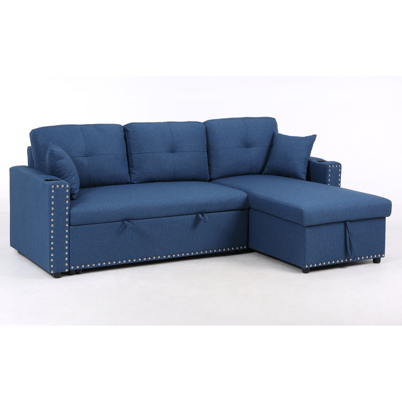 Motha L-Shaped Sleeper Sectional with Storage, Blue