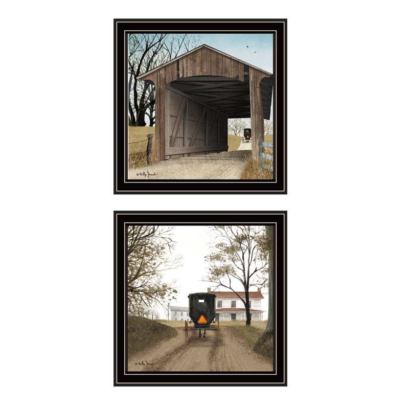 «Gracie Oaks», 2 pièces vignette Headin 'Home, art mural de Miller's Creek Bridge pour le salon, impression d'art mural de chambre à coucher pour la décoration intérieure par Billy Jacobs