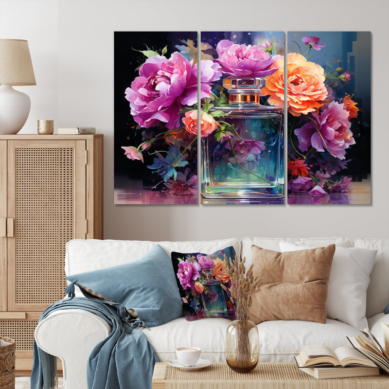 Perfume Vibrant Elegance V - Ensemble d'impressions sur toile tendance, H 40 po x l 60 po x P 1 po