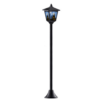 Solar Post Lights With Spooky Haunted House Design, 40" Halloween Outdoor Decor For Patio, Garden, Yard & Pathway