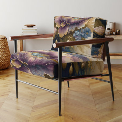 Mauve et doré Floral Bouquet II - Chaise rembourrée Farmhouse, chaise d'appoint mauve