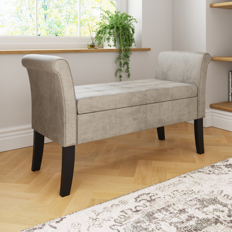 Laconia Chenille Upholstered Storage Bench, Silver