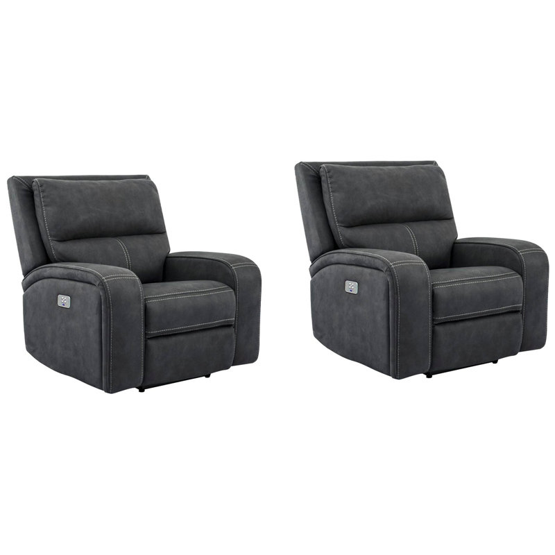 Fauteuil inclinable électrique tapissier de 40 po avec accoudoirs carrés Polla, Kahlua