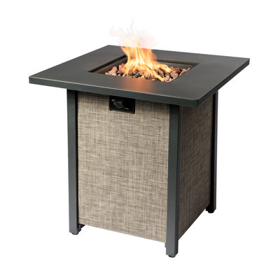 Table de foyer d'extérieur en polyrésine au propane avec couvercle H 24,41 po x l 27,95 po