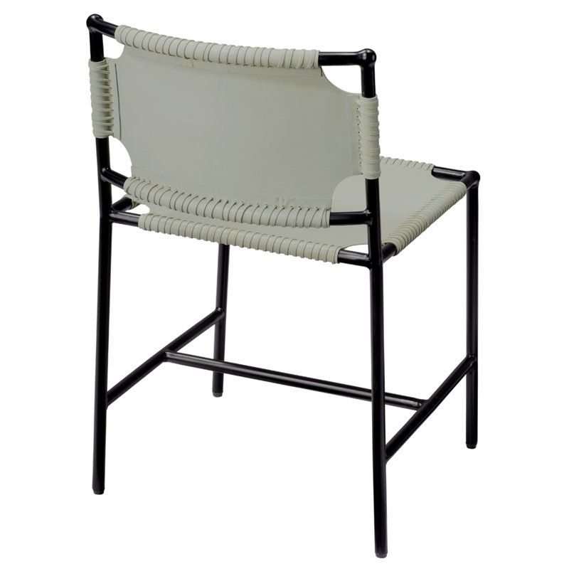 Dove Grey Leather Upholstered Arm Chair with Metal Frame