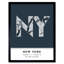 New York NYC United States City Map Navy 1 Piece Single Picture Frame Wall Art