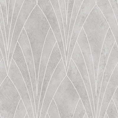 Art Deco Fan Gray Texture Ground Wallpaper