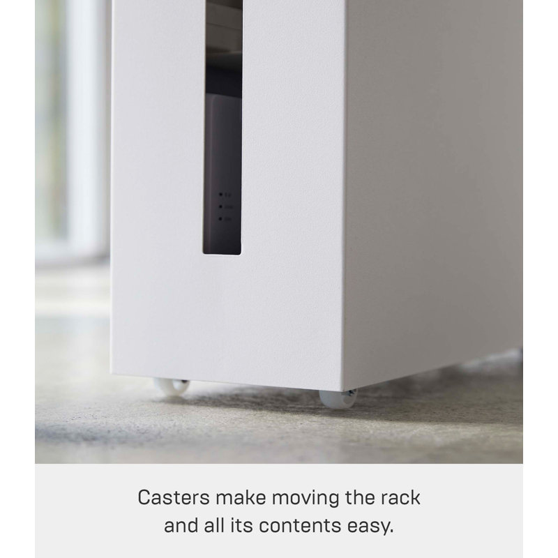 White Steel Rolling Cable Management Box with Wheels