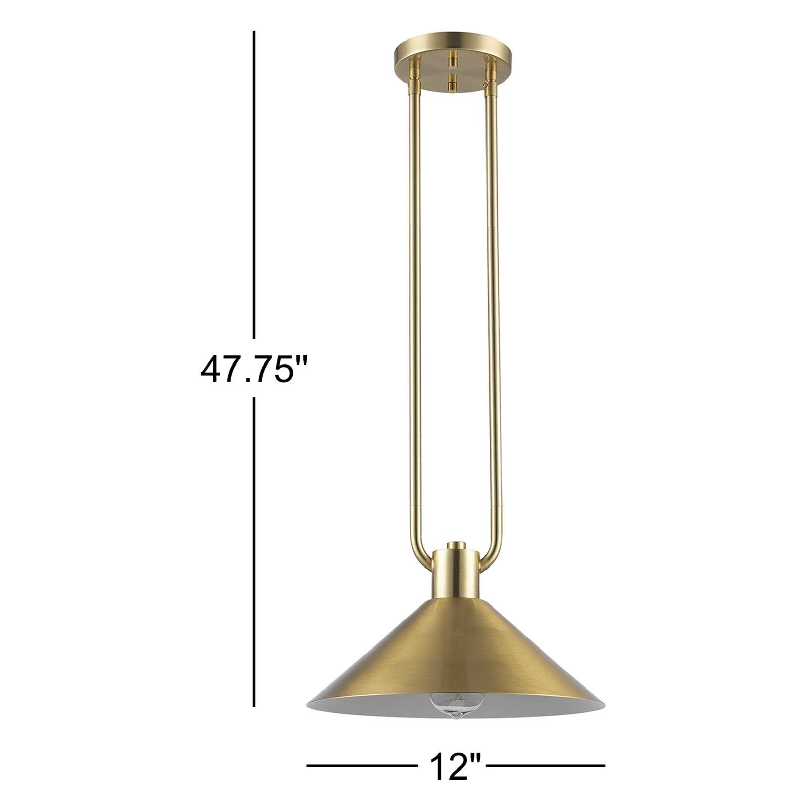 Fayra 1 - Light Industrial Pendant, 10.25" H x 12" W x 12" D, Antique Gold