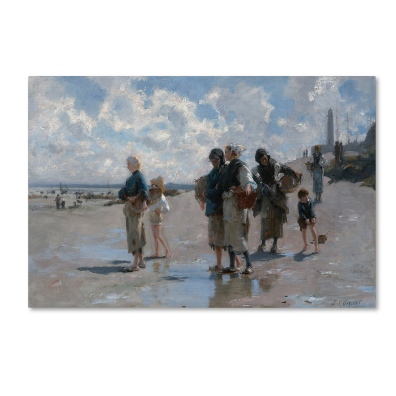 «Fishing For Oysters At Cancale» par John Singer Sargent, reproduction sur toile tendue, H 12 po x l 19 po