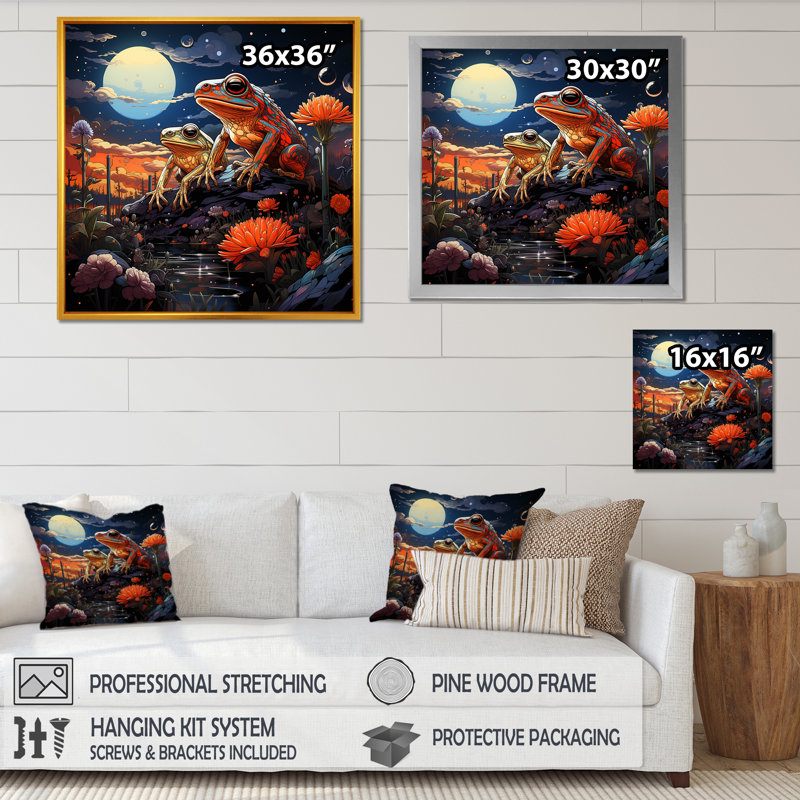 Cosmic Art Frog II sur impression sur toile, Cadre simple argenté, H 30 po x l 30 po x P 1 po