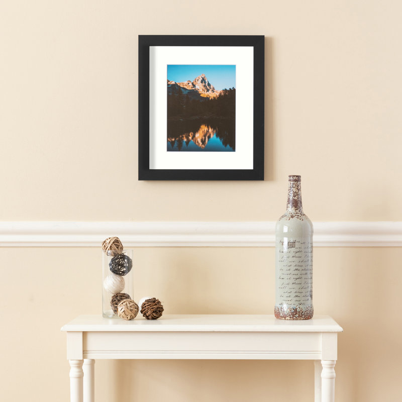 12x16 Satin Black Picture Frame with Light Cream Mat
