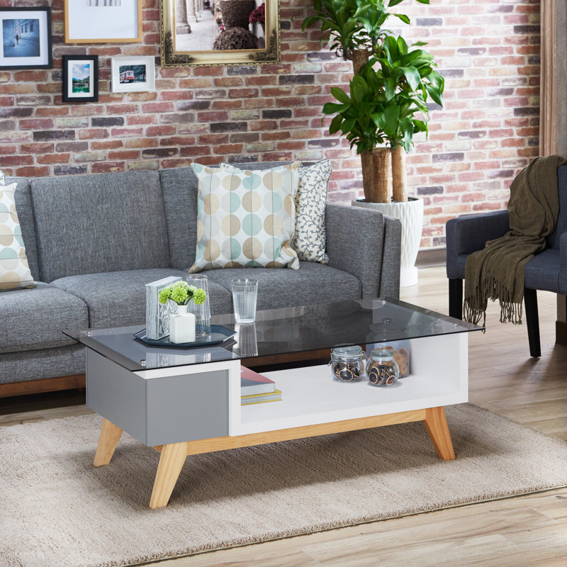 Alijah Coffee Table with Storage, Grey