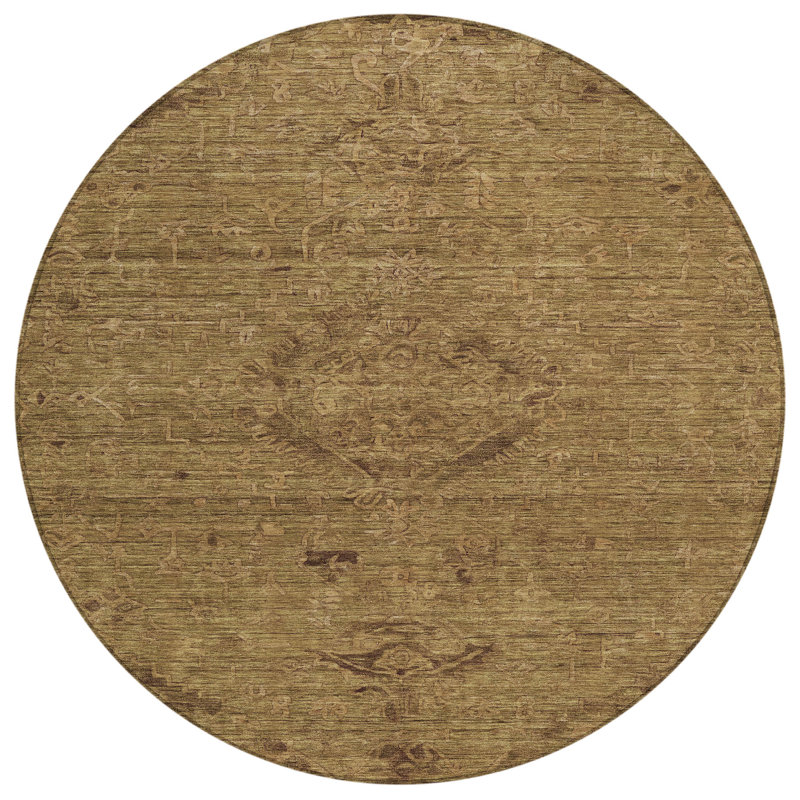 Malia Brown Washable Indoor-Outdoor Rug - , 8' x 8'