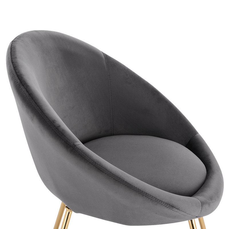 Liverman 44cm H Velvet Upholstered Side Chair, Dark Grey