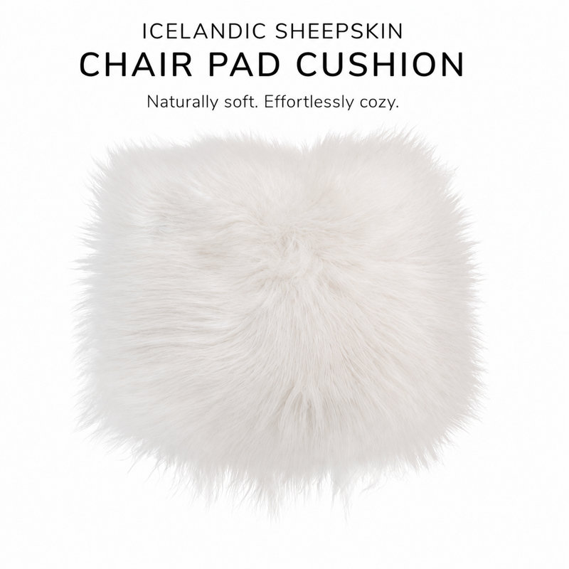 Icelandic Sheepskin Chair Pad Cushion, White