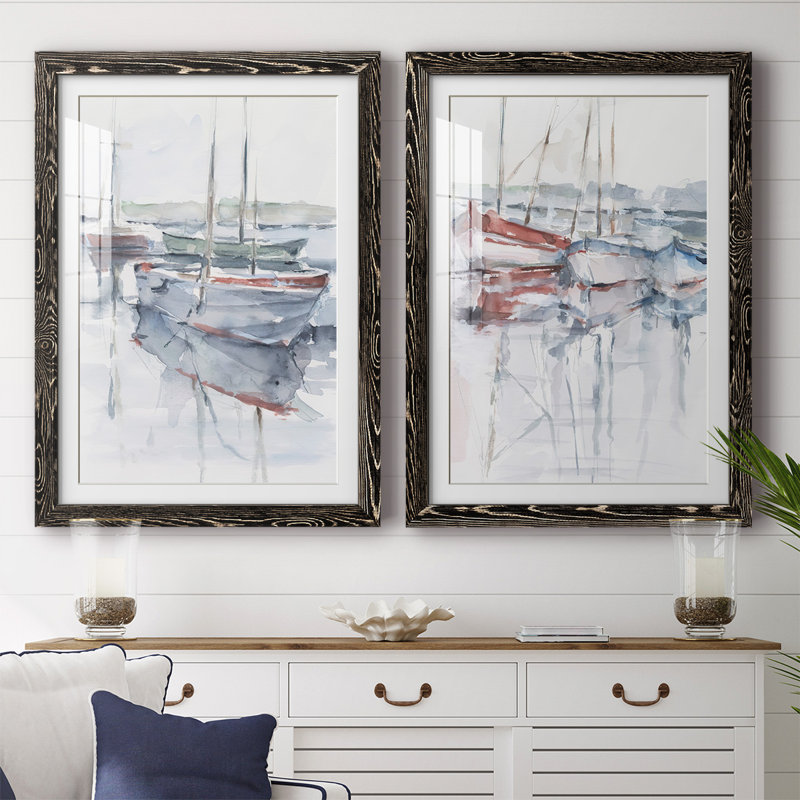 «Watercolor Harbor Study I», reproduction encadrée de qualité supérieure - prête à être accrochée, Noir
