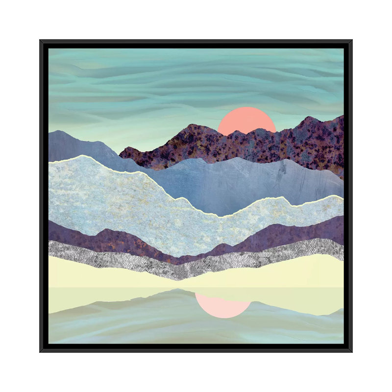 Summer Dawn - impression d'art graphique, Pas de tapis, H 26 po x l 26 po x P 1,5 po, Toile avec cadre noir