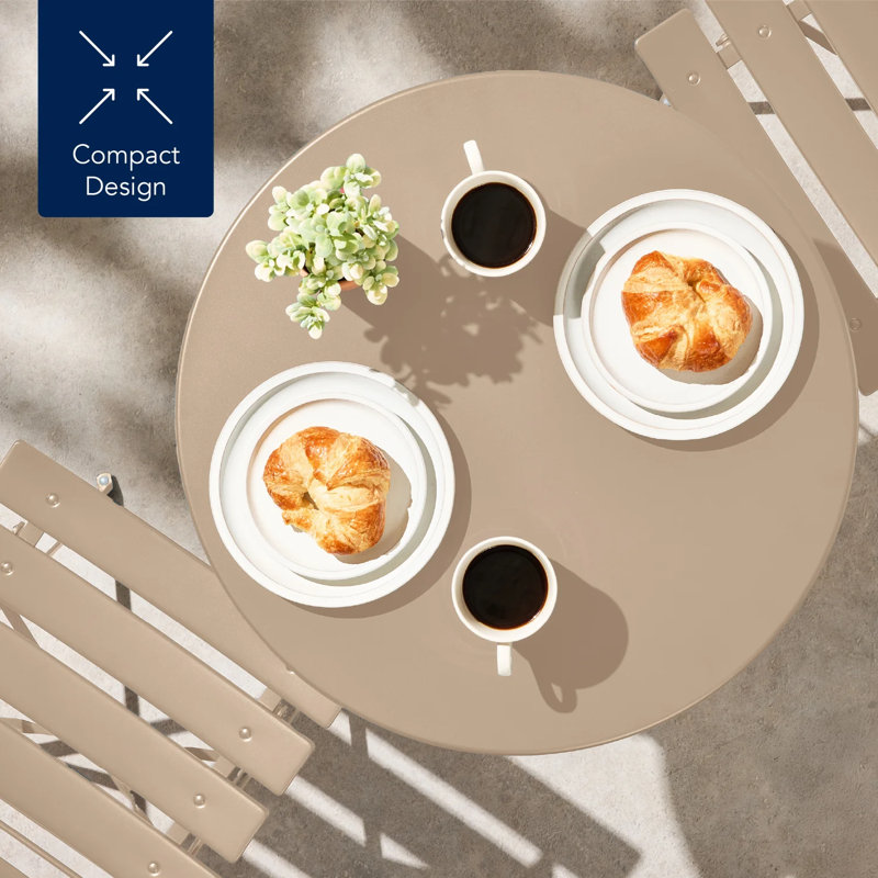Folding Patio Bistro Set, Sand