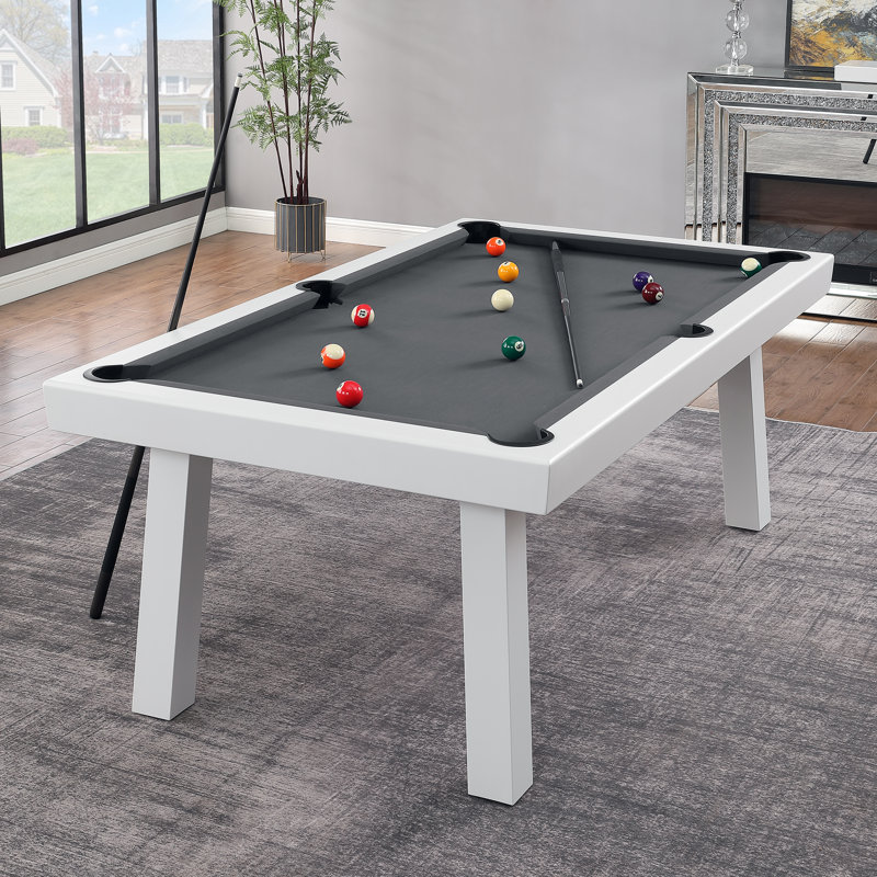 Table de billard d'extérieur / d'intérieur en ardoise avec dessus de salle à manger et accessoires Oasis, 7 pi, Blanc