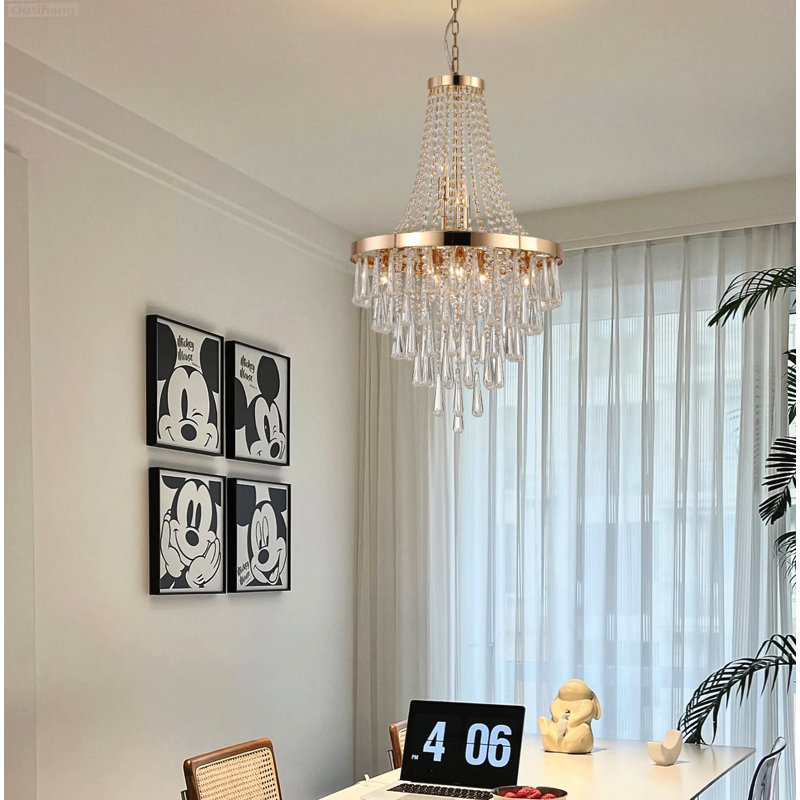 Lustre en cristal 11 lumières Modern, Doré