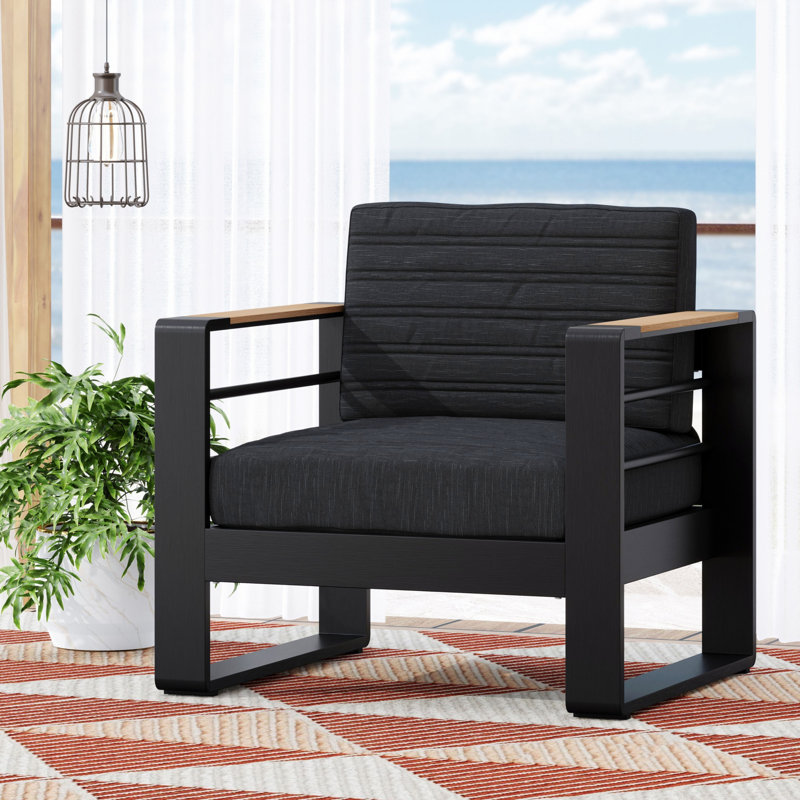 Outdoor Club Chair, Single Armchair For Patio, Outdoor Patio Chair For Backyard, Porch, Balcony, Black