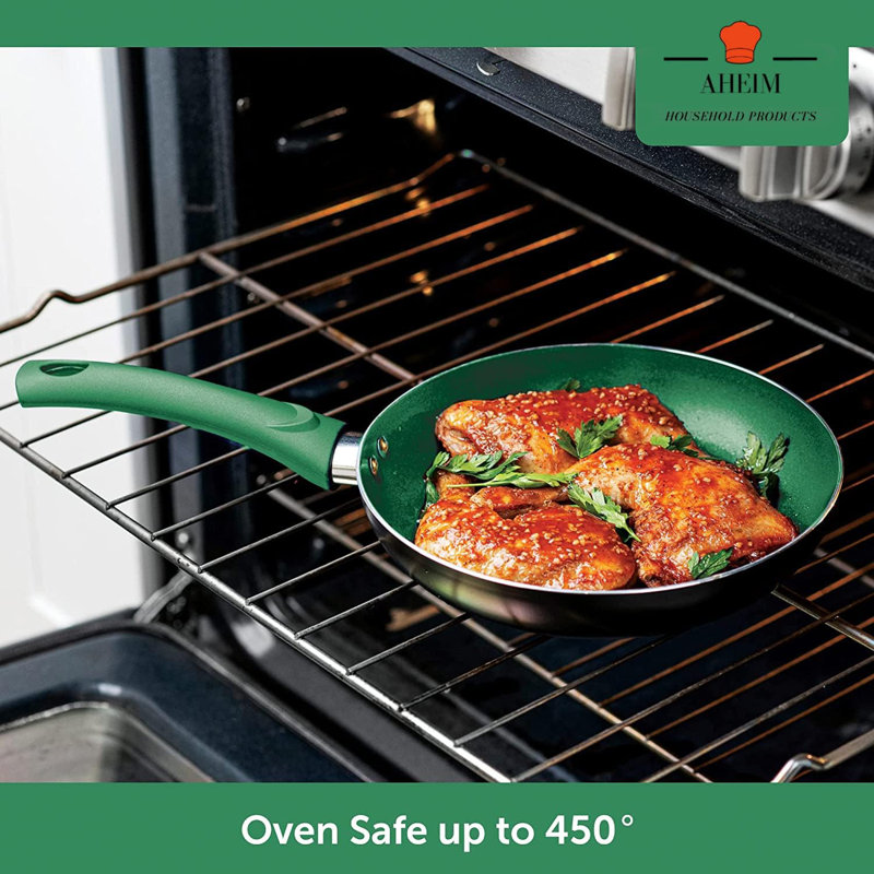 Green 11-Piece Aluminum Nonstick Cookware Set with Glass Lids