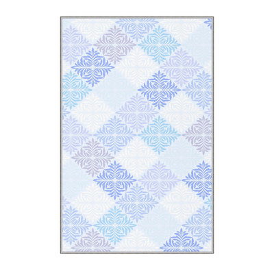 Tapis géométrique tissé à plat en polyester bleu / mauve / gris
