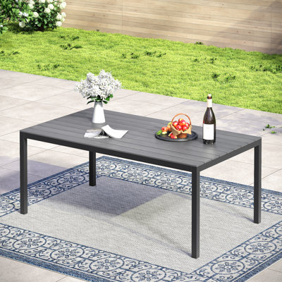 63" Rectangular Patio Dining Table Faux Wood Table Top by Ebern Designs
